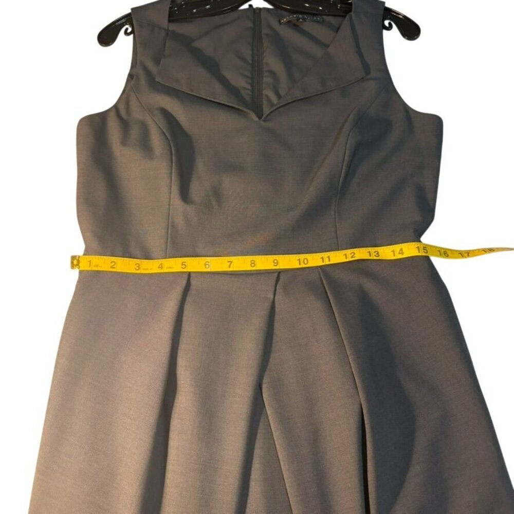 Antonio Melani Gray Sleeveless Sheath Dress With Pleated Skirt & Pockets Size 8 - Picture 13 of 13